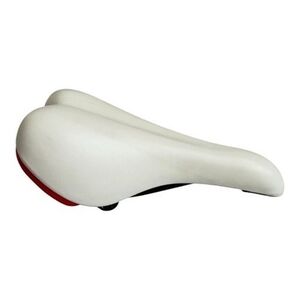 VELO Comfort Hybrid Bike Saddle White Red Accents Steel Synthetic Leather New